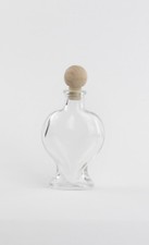 Glas Flasche Herz 0,1 Liter Schnapsflasche Likörflasche Geschenk Kugel Korken