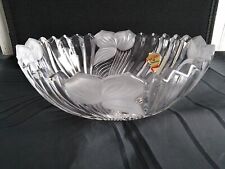 Kristallschale ANNA HÜTTE Bleikristall Jardiniere Stiefmütterchendekor oval L18