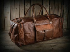 Leder Wochenendtasche Reise Herren Fitness Gepäck Vintage Übernachtung Luft K...