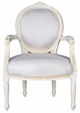 Esszimmerstuhl  Sessel Antikstil Armlehnstuhl weiß Barock Stuhl Polsterstuhl neu