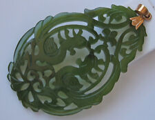 Königlicher♦️ Jade Stein Anhänger aus 750 18k Gold mit Naturjade geschnitzt 7944