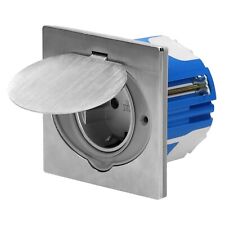 Edelstahl Einbausteckdose IP44 Bodensteckdose Garten Aussen Klappdeckel