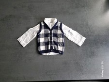 Weste mit Hemd Gr. 74 Kanz Gymp kariert blau weiß Anzugsweste Junge festlich