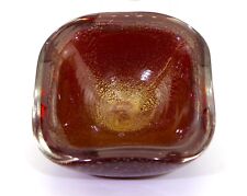 Murano Schale rot mit Goldfolie und regelmäßigen Luftblasen bullicante OG-24040