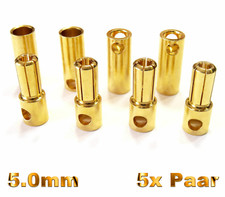 5 Paar 10 Stück 5mm Hochstrom 120A Goldkontaktstecker Stecker Buchse 5,0mm 5 mm