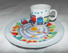GRAZIELA Kinder Geschirr Eisenbahn 70er vintage Teller Tasse Thomas brigitte Zug
