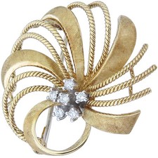Brosche Feuerwerk Brillanten 750er Weiß- und Gelbgold  ca. 1955-65
