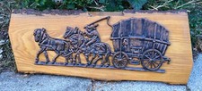 Wandbild Holz Kutsche DDR 70er