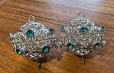 Babette Schweizer Zinn 2 Kugeln Weihnachten Chistbaumschmuck alt Selten Sammler