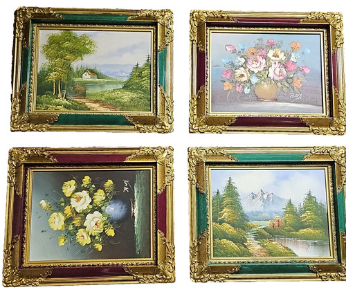 4er set vintage ölgemälde - 4er,