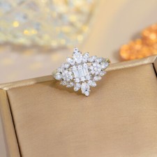 Weißgold Plattiert CZ Hochzeit Verlobung Party Ring Trendy Schmuck Zubehör