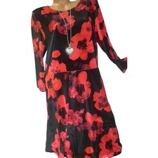 Aniston Damen Kleid Samtkleid schwarz rot 34 40 weicher Stoff (556) NEU