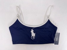 Polo Ralph Lauren Logo Icons Crop Cami Damen Bikini Oberteil Größe 8, XS, Marineblau, Neu