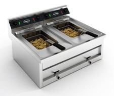 Combisteel Elektro Tischfriteuse 2x12L – 2x6kW, Doppel Friteuse, Gastronomie