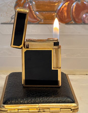 S.T Dupont Ligne 1 kleines schwarzes Lack Feuerzeug serviced Vintage Authentic France