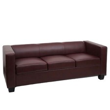 3er Sofa Couch Loungesofa Lille, Leder, Kunstleder, Mikrofaser, Textil