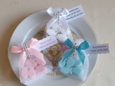 Seife Gastgeschenk Taufe, Kommunion, Konfirmation Tischdeko Rosa, Blau, Weiß