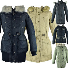 Damen Winter Jacke Parka Anorak A Form Trenchcoat Kapuze Kragen Fell