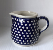 BUNZLAUER KERAMIK  1,2 Liter Inhalt Milchkanne - Dekor 42 Boleslawiec blau/weiß