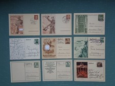Deutsches Reich, 9 Ganzsachen,  Lot mit 9 Postkarten gestempelt