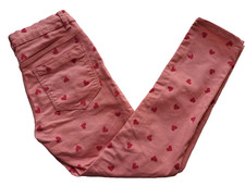 Dopodopo Mädchen Stoff Jeans Gr.128 Stretch rosa mit Herzen und Waschung w.NEU