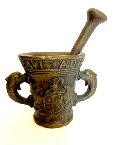 Antiker bronzemörser mit - antiker,