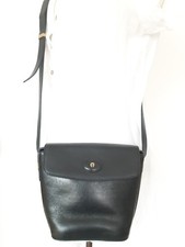 ETIENNE AIGNER Edel Echt Leder Cross Saddle Vintage Bag Schulter Tasche schwarz