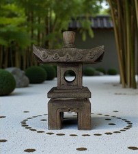 Asiatische Steinlaterne Bluestone – Chinesische Gartenpagode Geisterhaus 39 cm