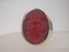 super Wappen Ring Achat massiv Gelbgold