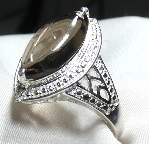 Rauchquarz ring 925 - ring,