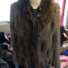 Damen Echtfell Felljacke Mantel Kaninchen Hasenfell Jacke Fransen S/m Braun