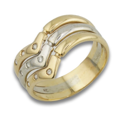 Tricolor brillant gold ring - gold,
