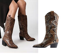 ZARA ? STIEFEL LEDERSTIEFEL COWBOYSTIEFEL SCHLANGENLEDEROPTIK ANIMALPRINT LEDER