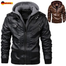 Stylische Herren Lederjacke Motorrad Bikerjacke PU Jacke Herbstmantel Slim Fit ✅