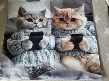 Deko Kissen Hülle 40x40 cm Quadratisch Bezug Katzen Kätzchen