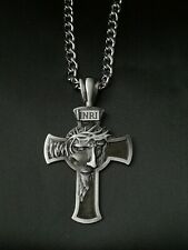 Kreuz Anhänger Mit Halskette Jesus Christus Mit Dornenkrone Silber Glaube Gott
