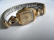 alte Damen Armbanduhr Junghans 17 Jewels  Handaufzug 20 Mkr Gold  läuft
