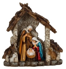 Krippenhaus mit LED Beleuchtung Holz Krippe Weihnachtskrippe