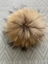 Echt Pelz Fell Bommel Finn Raccoon Sehr Gross Druckknopf für Mütze