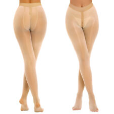 Damen Glanz Transparent Strumpfhose Leggings Reißverschluss im Schritt Strümpfe
