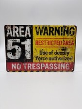 Blechschild Warning Area 51