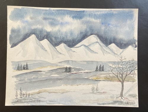 Aquarell winterlandschaft in - -,