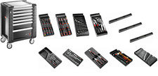 FACOM Werkstattwagen 8 Schubfächer mit 9 Modulen 114 Werkzeugen + Flaschenhalter