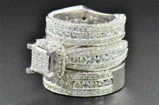 925 Silber Braut Verlobungsring Sein & Ihr Simuliertes Diamant Trio Hochzeitsset