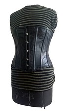 Leder Corsage Burlesque Gothic Schwarz Halb Brust  Korsett Korsage Corset Gr 40