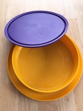 Tupperware Teller /Schale mit Deckel für Kinder Baby RARITÄT NEU Orange mit Rand