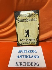 Original Städtische Feuersozietät von BERLIN 1718 Emaille Schild Gebraucht