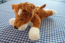 ♥️ Babylove Hund  braun - weiss ca.18cm Rassel Greifling Kuschel -  Plüschtier