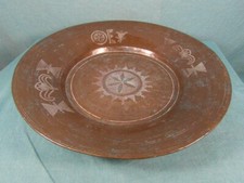 Obstschale Servierteller Antik Kupfer um 1920 Tablett Unikat 53 cm Schale 16b1