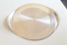 Tortenplatte Edelstahl rund glatt sehr flach d=30cm, ‘90erJa. BRD, wenig benutzt
